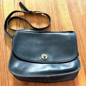 Vintage Coach 9790 Black Leather Crossbody City Bag Purse